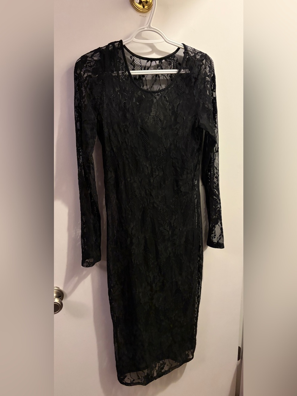 Express Black Lace Cocktail Midi Pencil Dress